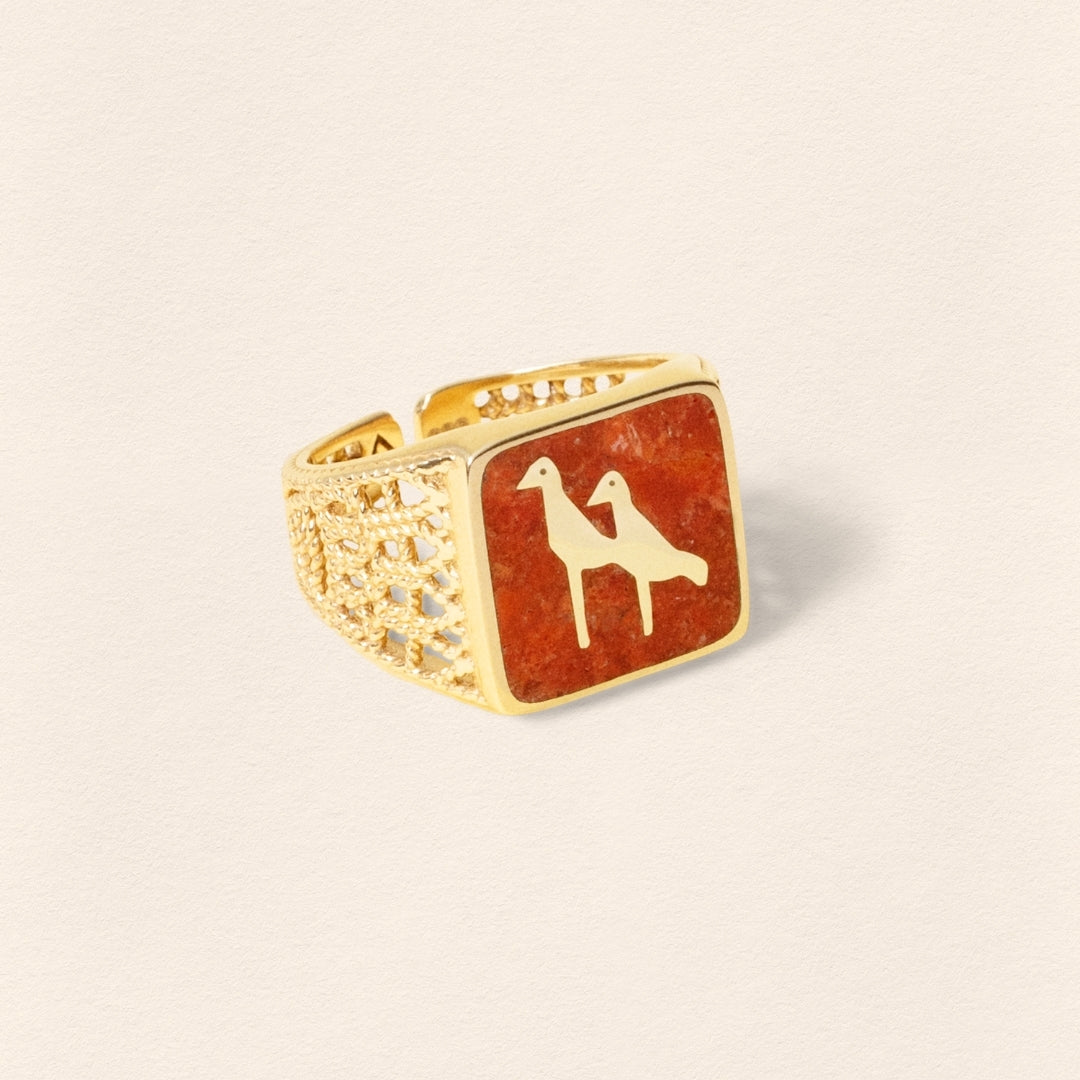 Mercan Turna Telkari Altın Unisex Yüzük