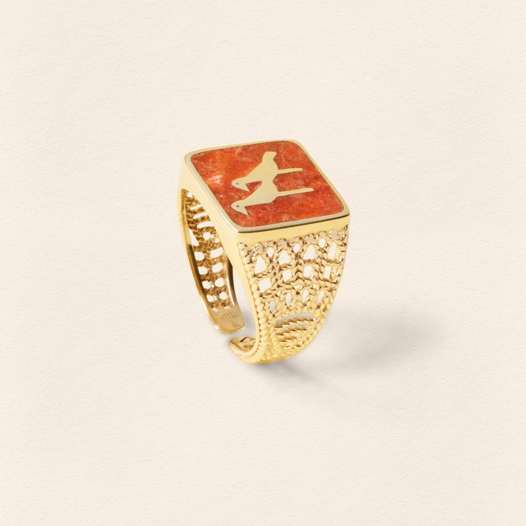 Mercan Turna Telkari Altın Unisex Yüzük