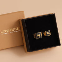 Siyah İnci Aslan Telkari Yüzük Çift Set