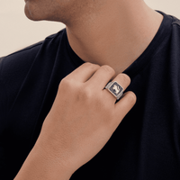 Siyah İnci Aslan Telkari Yüzük Silver Çift Set