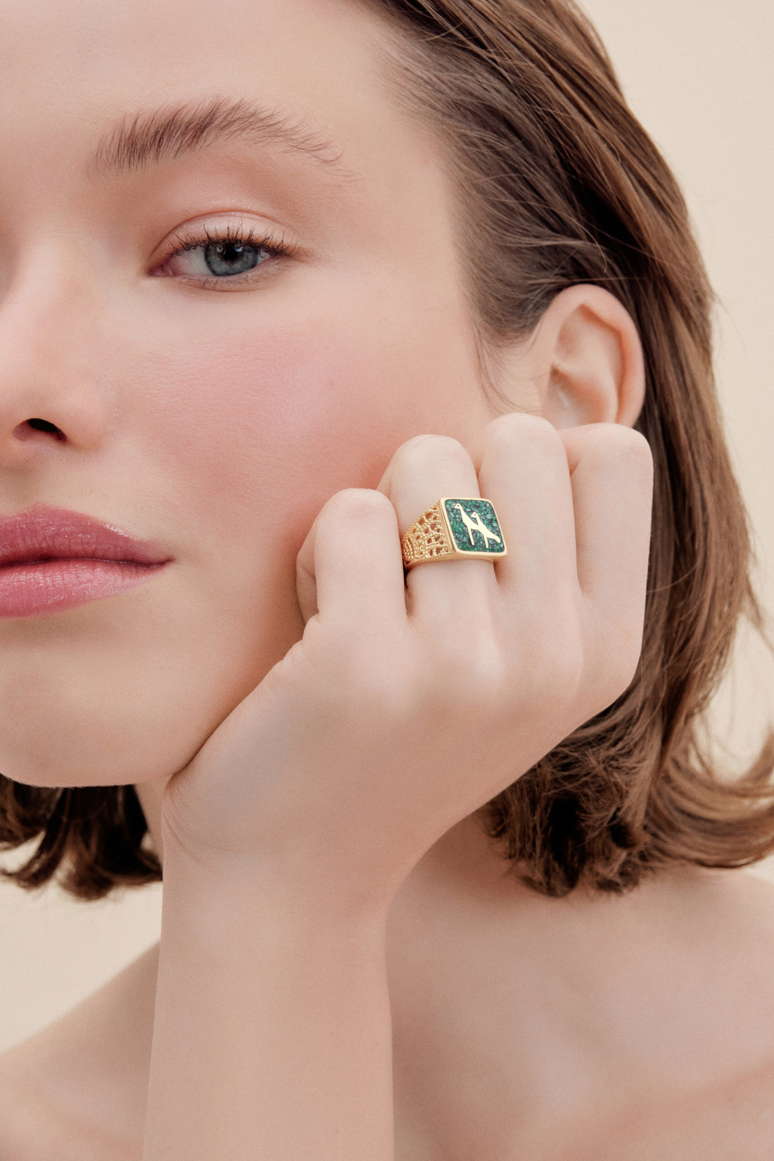 Malakit Turna Telkari Unisex Yüzük