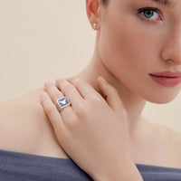 Lapis Boğa Telkari Yüzük Silver Çift Set