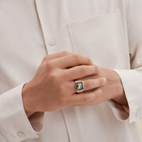 Siyah İnci Aslan Telkari Yüzük Çift Set