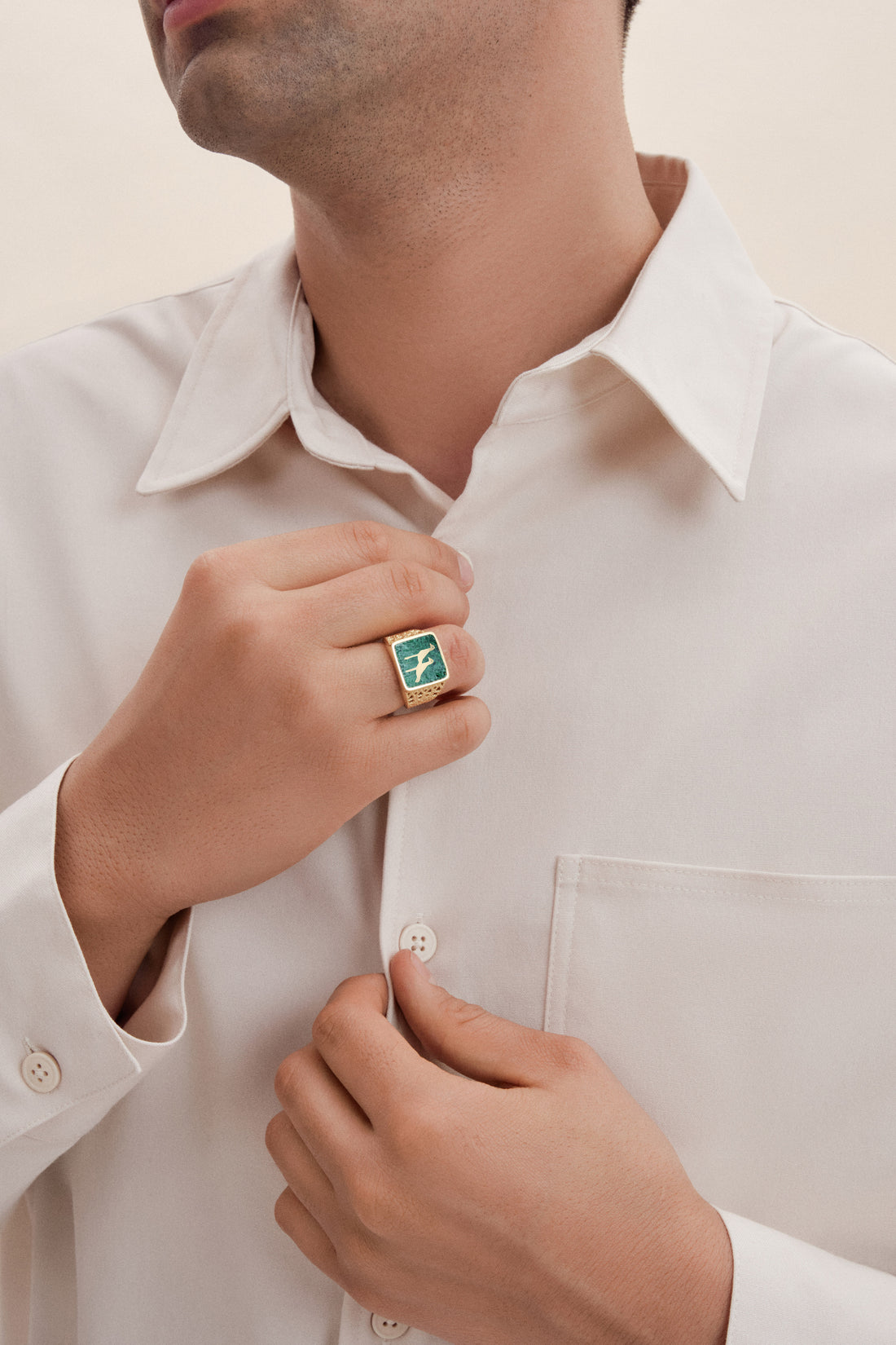 Malakit Turna Telkari Yüzük - Erkek