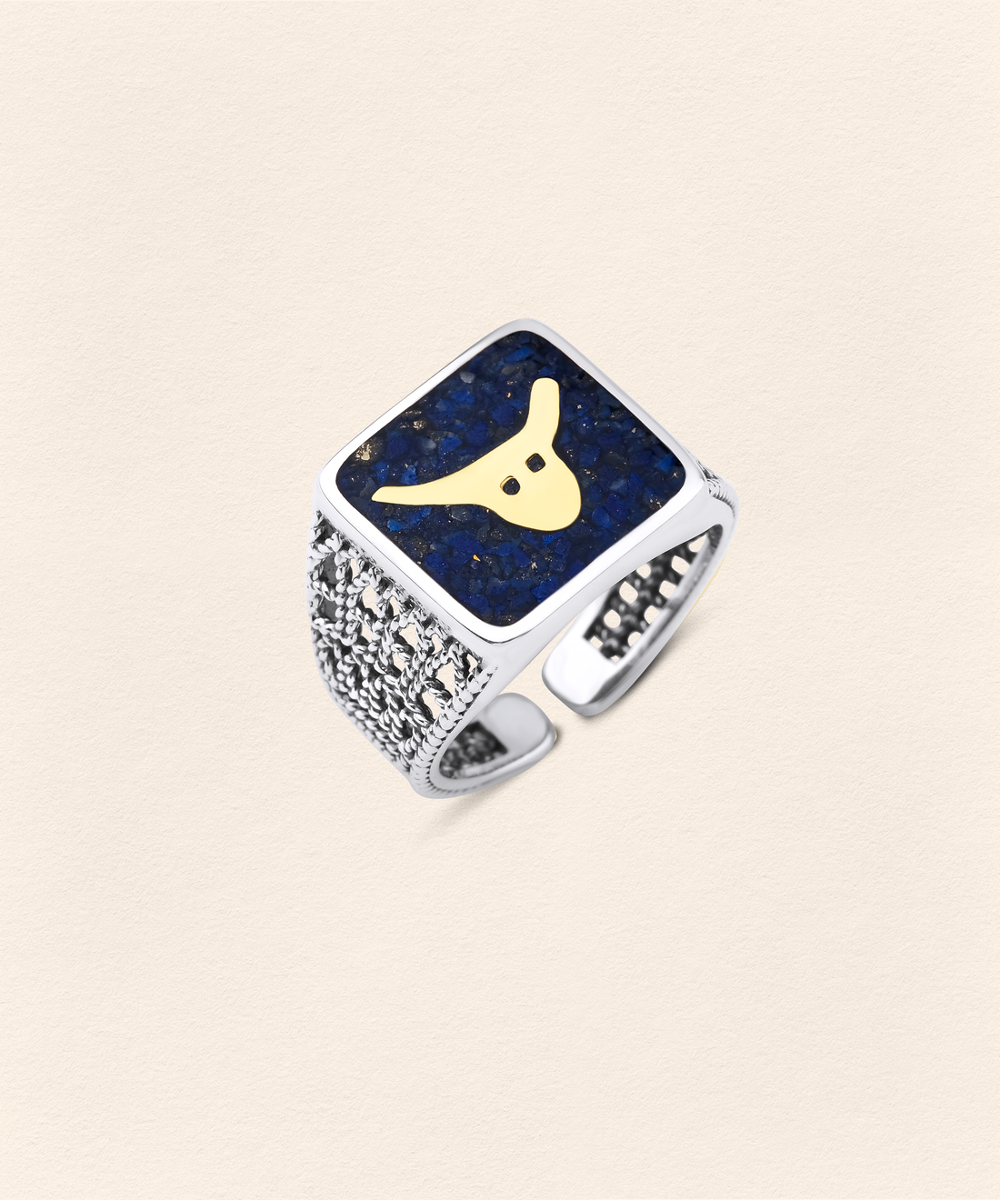 Lapis Boğa Telkari Unisex Yüzük Silver