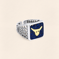 Lapis Boğa Telkari Unisex Yüzük Silver