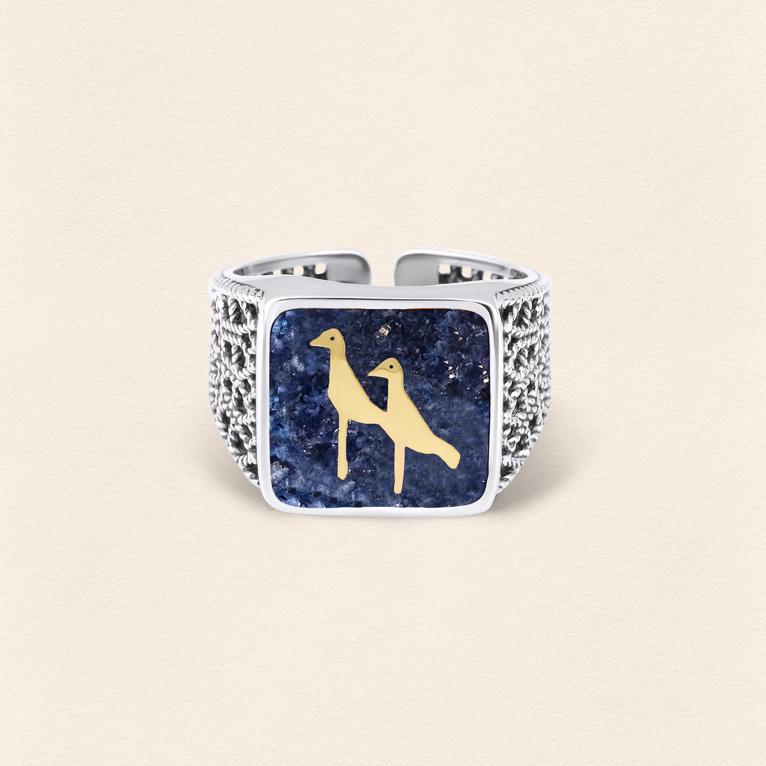 Lapis Turna Telkari Unisex Yüzük Silver