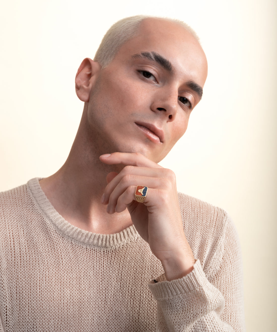 Lapis&Mercan Boğa Telkari Altın Yüzük - Erkek