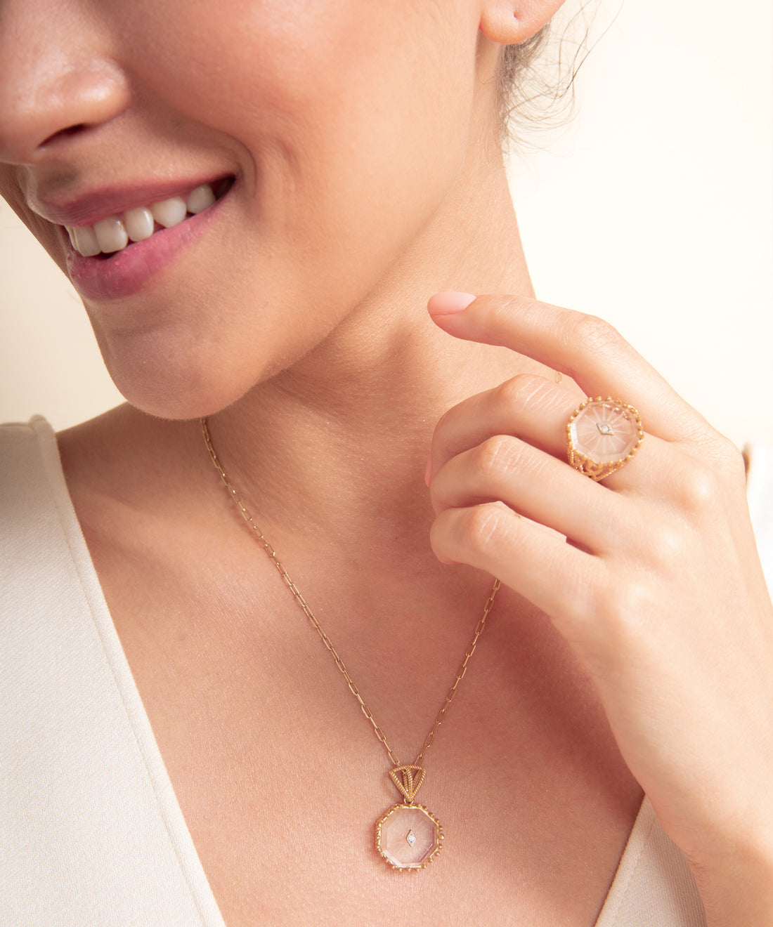 Yılan Kristal Telkari Altın Yüzük