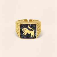 Siyah İnci Aslan Telkari Yüzük Çift Set