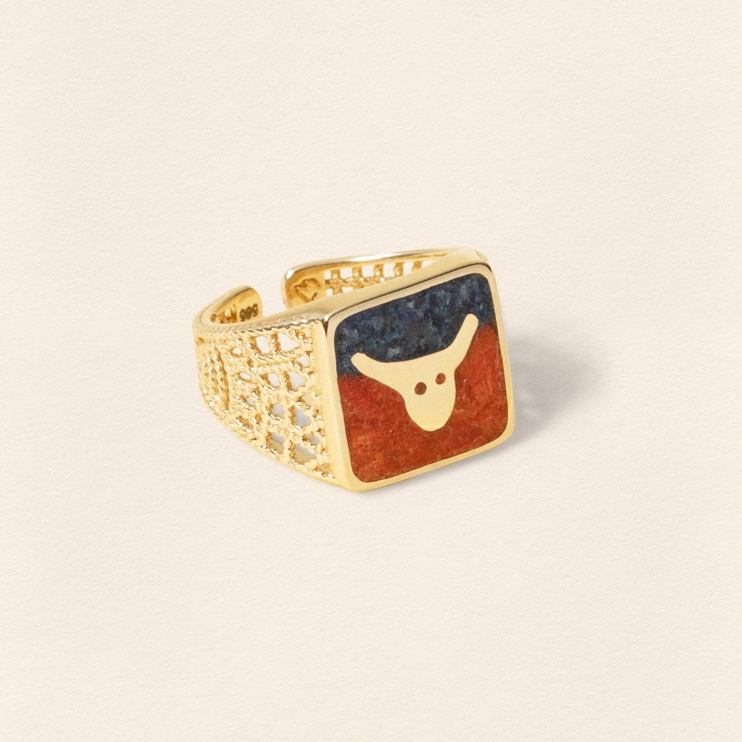 Lapis&Mercan Boğa Telkari Altın Unisex Yüzük