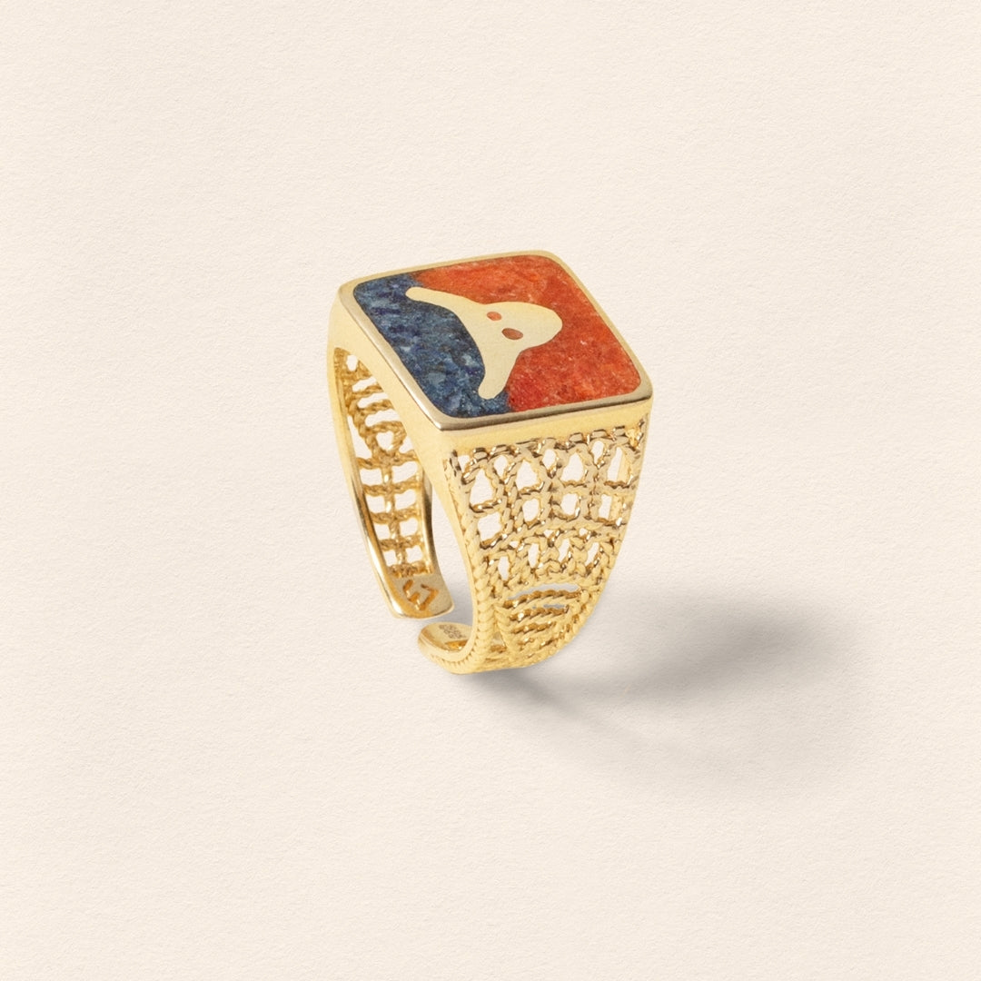 Lapis&Mercan Boğa Telkari Altın Unisex Yüzük