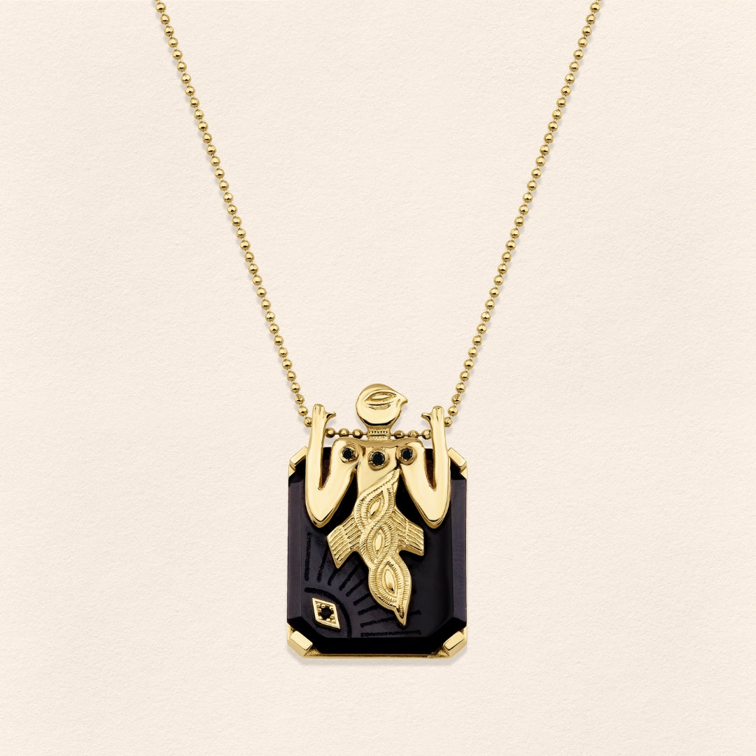 Birdman Oniks Altın Kolye
