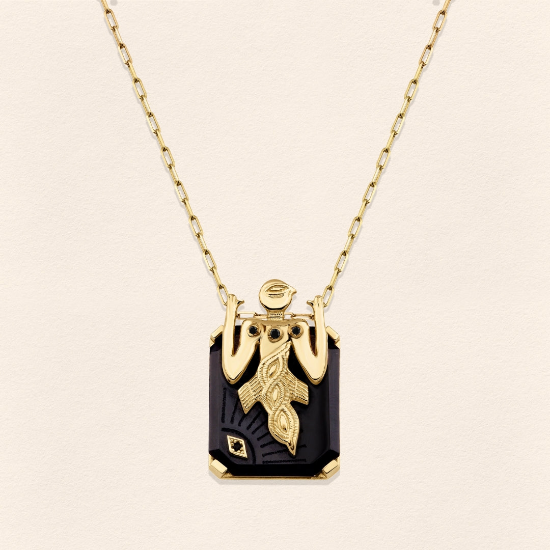 Birdman Oniks Altın Kolye