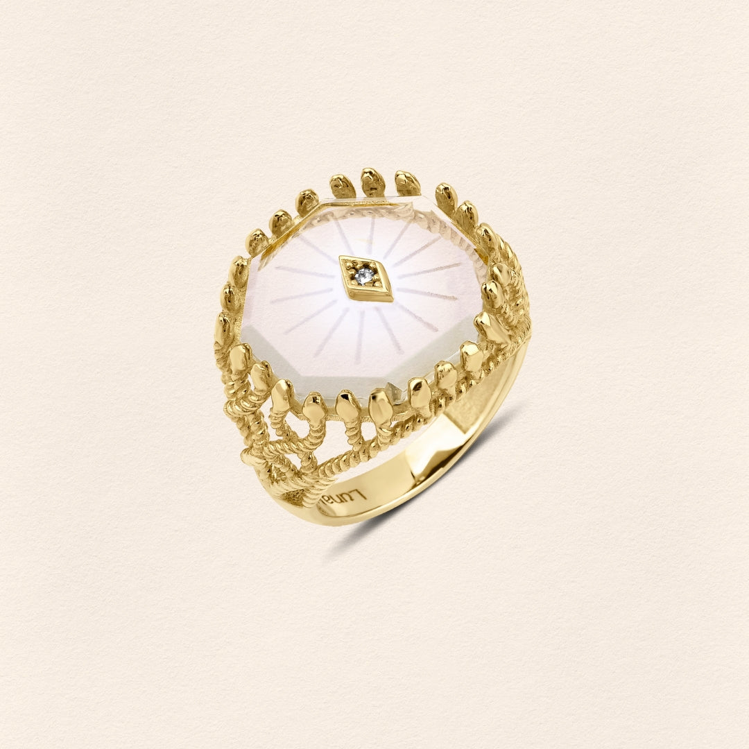 Yılan Kristal Telkari Altın Yüzük