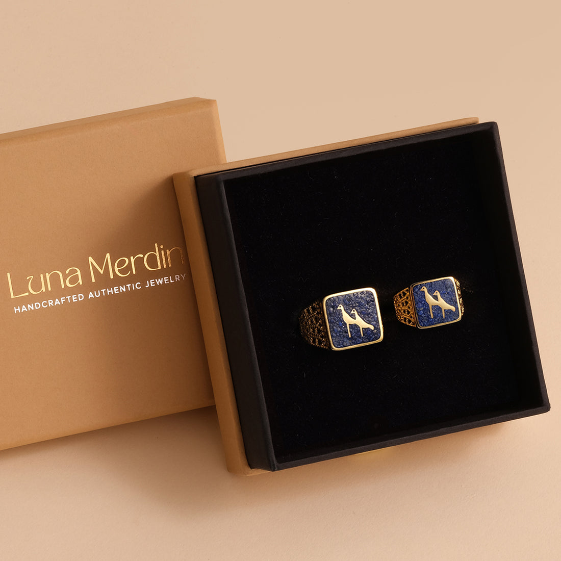 Lapis Turna Telkari Yüzük Çift Set