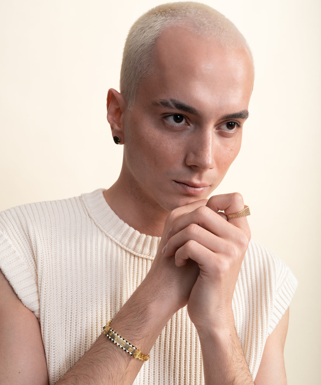 [ERKEK] Sümer Altın Unisex Künye yakın plan görünüm