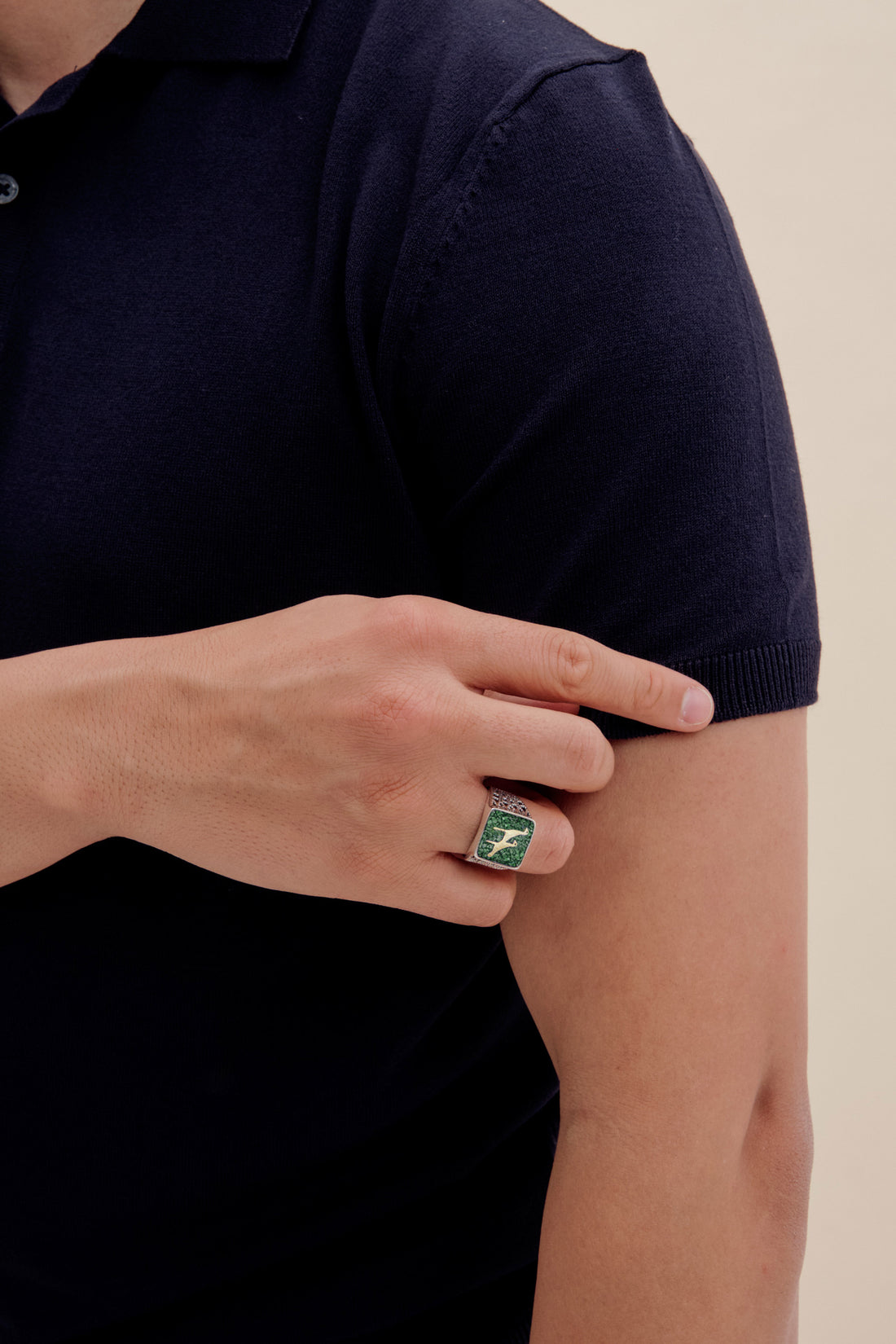 [ERKEK] Malakit Turna Telkari Unisex Yüzük Silver yakın plan görünüm