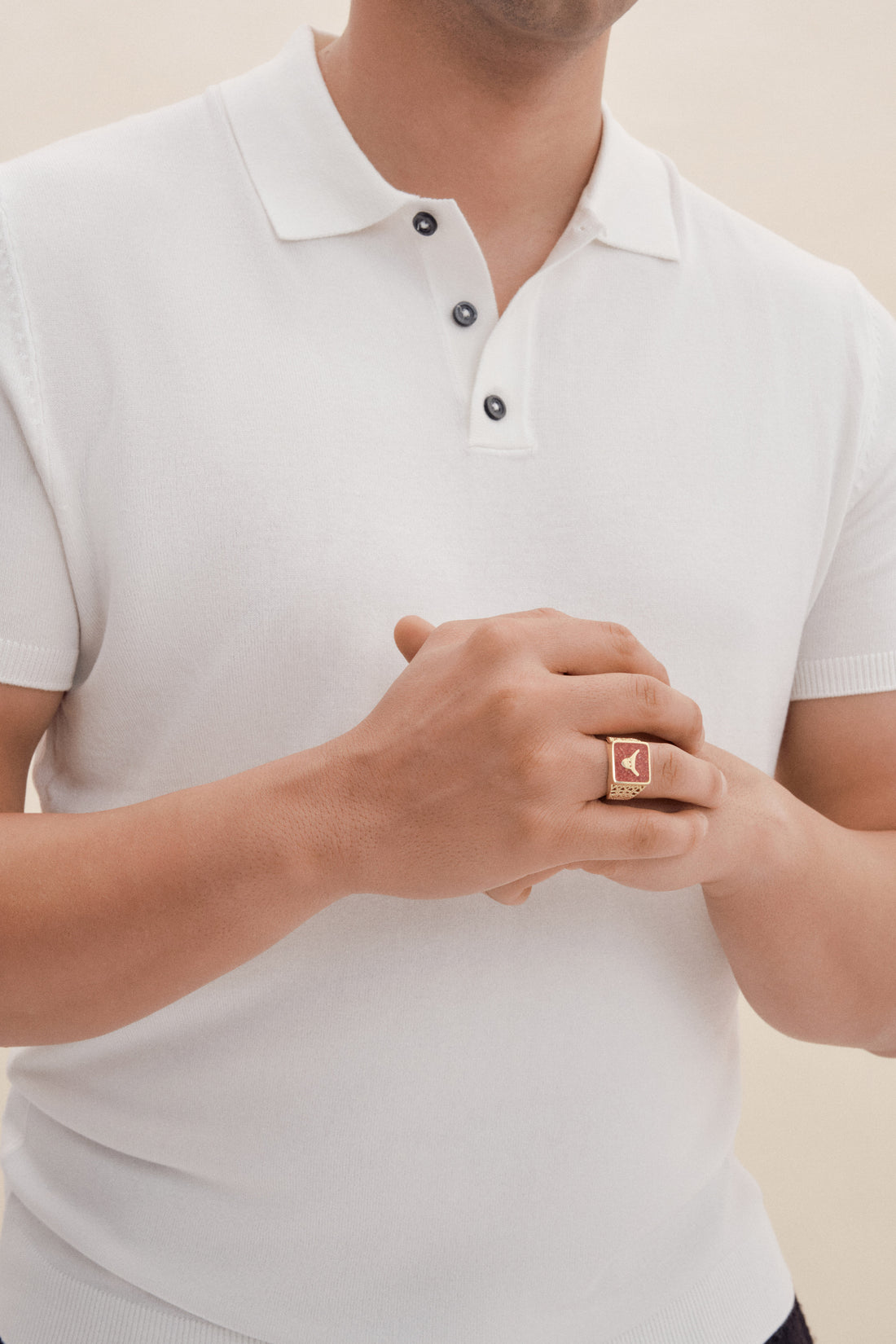 [ERKEK] Mercan Boğa Telkari Unisex Yüzük yakın plan görünüm