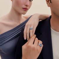Lapis Boğa Telkari Yüzük Silver Çift Set