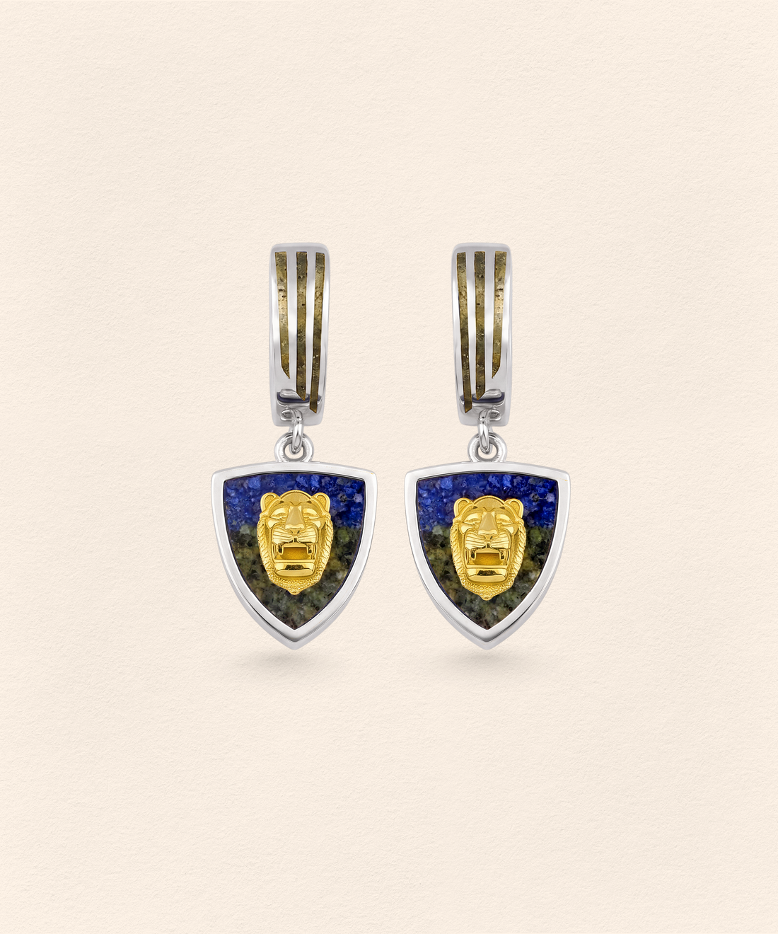 Asur Aslanı Lapis&Azurit Küpe Silver