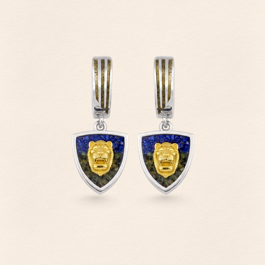 Asur Aslanı Lapis&Azurit Küpe Silver