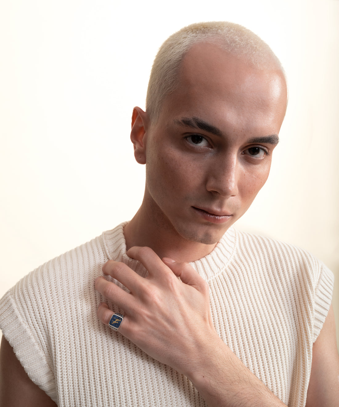 [ERKEK] Lapis Turna Telkari Unisex Yüzük Silver yakın plan görünüm