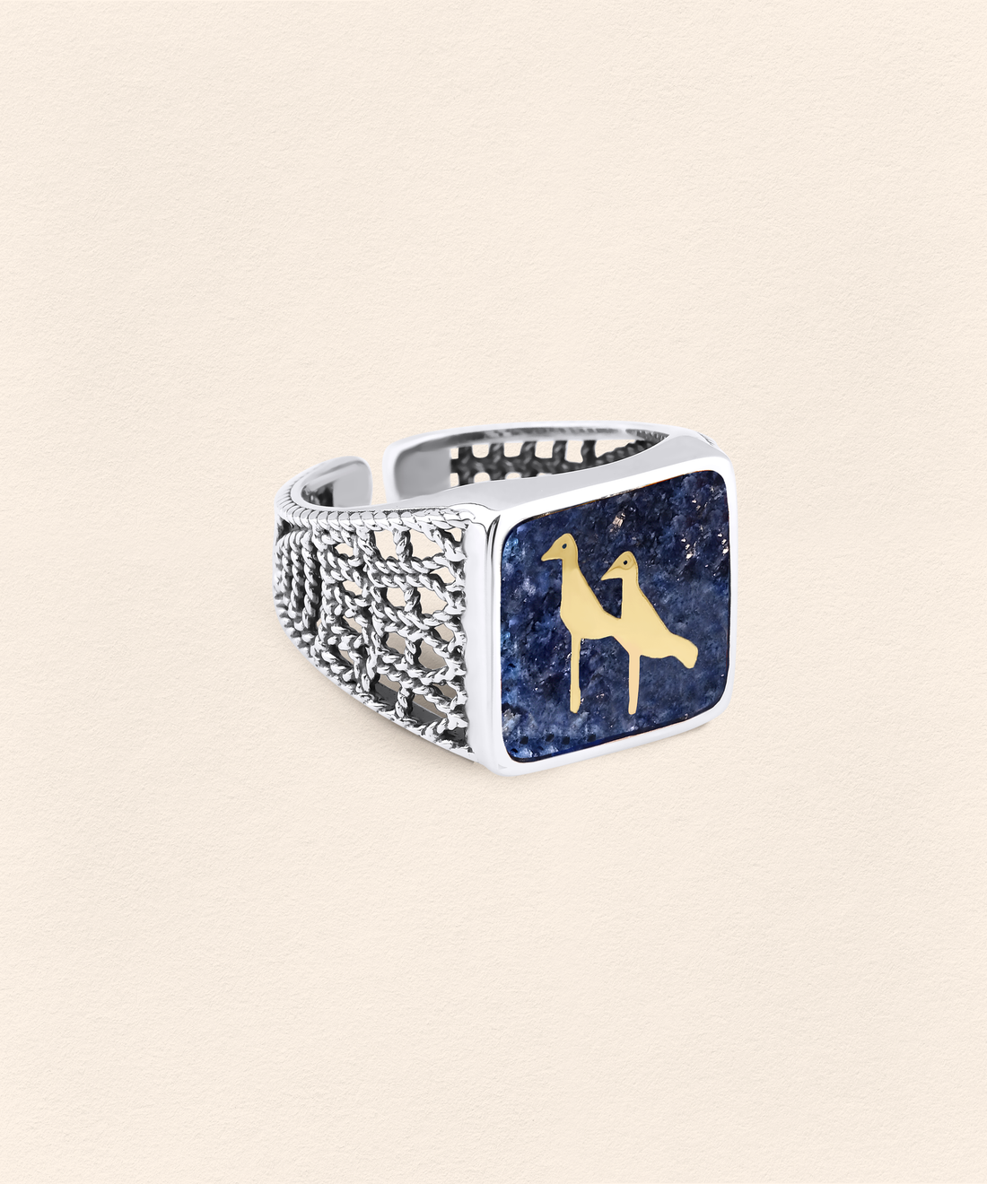 Lapis Turna Telkari Unisex Yüzük Silver
