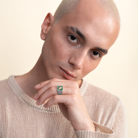 [ERKEK] Malakit Turna Telkari Unisex Yüzük Silver yakın plan görünüm