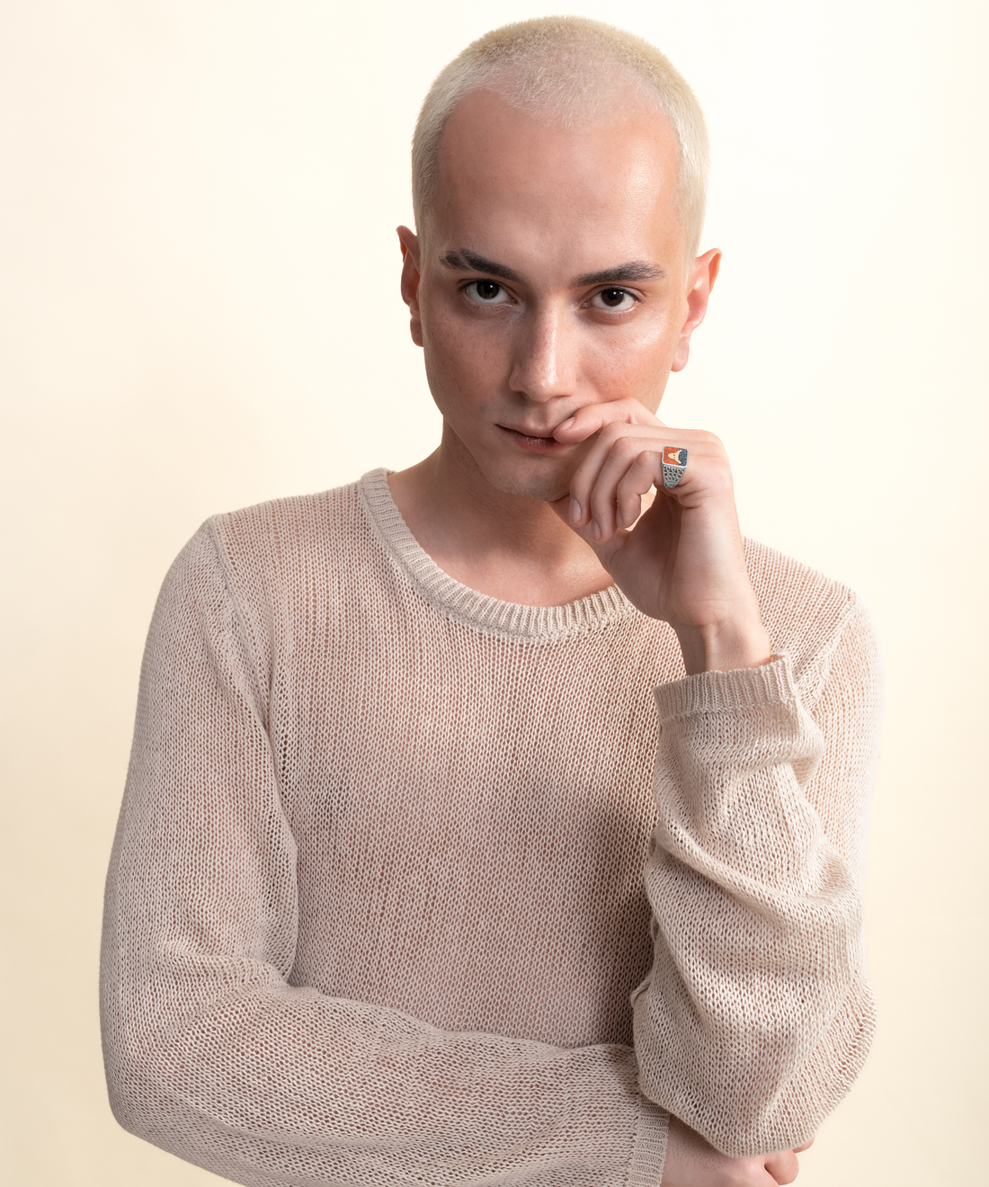[ERKEK] Lapis&Mercan Boğa Telkari Unisex Yüzük yakın plan görünüm
