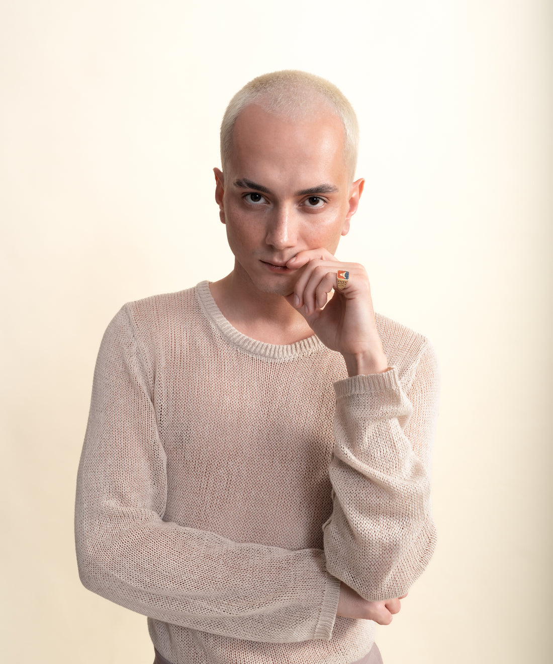 [ERKEK] Lapis&Mercan Boğa Telkari Altın Unisex Yüzük yakın plan görünüm