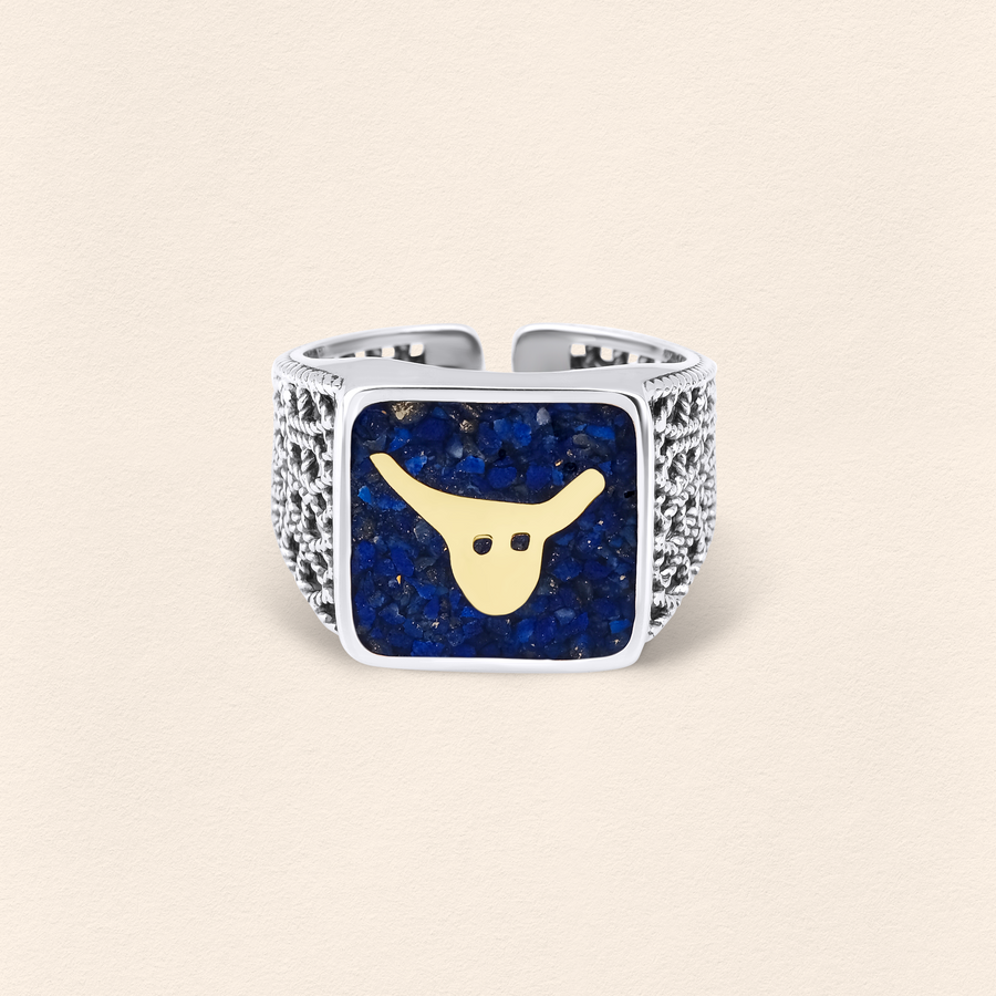 Lapis Boğa Telkari Unisex Yüzük Silver